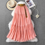 Fongt Half-Dress Women's Dress 2025 Summer Small In The Long Leisure High-Rise Display Thin Pendulum Ponve Egg