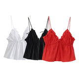 Fongt And Summer 2025 New Women's Street Fashion Bows Cotton Sling Vest Top