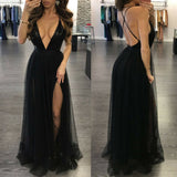 Women's Deep V Neck Sleeveless Elegant Formal Prom Long Maxi Cocktail Party Ball Gown Bandage Blackless Dress Red Black