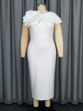 Fongt Banquet Evening Dress Round Collar Sleeveless Styling Floral Dress Party Dress