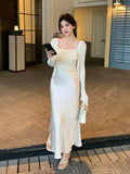 Fongt Xixi 13 Lines 2025 Spring And Summer New French Retro Collar Temperament Thin Sling Dress 88226
