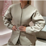 Solid Color Long Sleeve Pocket Jacket 2024 Fashion Women's Comfortable Casual Casual At-Outfit