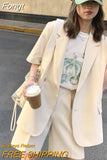 Loose 2 Piece Women Short Set With Blazer Summer 2023 Thin Short-sleeved Blazers + Shorts Casual Office Ladies