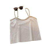 Fragrant Summer New Chain Weaving Small Sling Knitted Ice Vest Macaron Body Bottom Wear