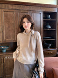 Fongt Xixi 2025 New Korean Version Of Elegant Long-Sleeved Wool Bottom Knitted Sweater Top 25386