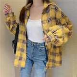 Vintage Plaid Oversized Loose Blouse-Outfit