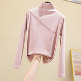 Thick Turtleneck Women T Shirt Winter Long Sleeve Cotton Soft Slim Female Tees Causal Warm Fashion Korean Ladies Basic