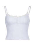 Trim Ribbed Crop Cami Top with Button