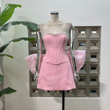 Flashing Vietnamese Niche Diamond Fish Bone Thoracic + Bag Hip Skirt Exaggerated Bow Girl