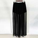 Fongt Early Spring New Star Fashion Mesh Splicing Heavy Industry Nail Bead Jacket Chiffon Trousers