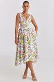 Fongt Summer New Body-Body Sling Dress Fashion Print V-Neck Temperament Dress