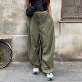 Drawstring Parachute Cargo Pants-Outfit