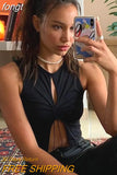 Top Cut Out Tank Top Solid Slim Crop Top Women Basic Corset 90s Tops Sleeveless Baby Tee Summer Streetwear Y2K