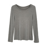 Color Round-Neck Mask T-Shirt Women's Long-Sleeved Spring New Stretch Hem Top With Bottom