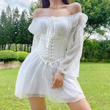 Fongt Chiffon Shoulder Irregular Dress Girded Suit Temperament Commuting Short Skirt