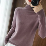Turtleneck Women's Knitted Sweater Solid Loose Long Sleeve Autumn Sweaters Female Pullover Autumn Winter Warm Lady