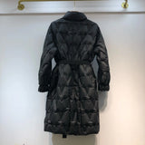 Standing Collar Light Down Jacket Female Minority Design Sense Korean Version Of The New Foreign Style Long Waist Diamond Particularly Set Tide-Outfit