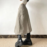 Fongt Style Tooling Metal Mou Nail Half Body Skirt Low Waist Simple Solid Color Base Versatile A-Line Skirt-Outfit