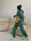 Spring Women Hoodies Sweatshirt Tracksuit Fleece Cotton 2 Pieces Sets Female Pants