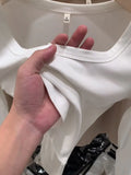 New Spring And Autumn Style Threaded Square Collar Long-Sleeved T-Shirt Women's High Waist Leaky Navel Minority Solid Color