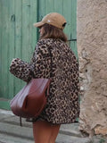 Fongt Women's Autumn And Winter Leopard Print Casual Loose Long-Sleeved Coat Women A34397