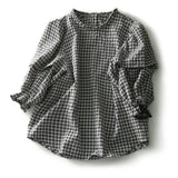 Fongt Spring And Summer New Korean Version Of The Fashion Show Thin Black And White Check-Down Bottom Shirt Gas Five-Sleeved Shirt Female