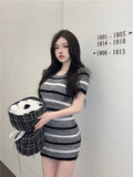 Fongt Knitted Dress Women's Summer 2023 New Retro Dress Korean Version Of Sexy Slimming Ass Short