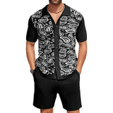 Fongt Men's Knitted POLO Shirt Set Casual Knitted Two-Piece Set
