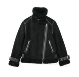 Faux Fur Double-sided Zipper Jacket-Outfit