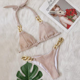 Fongt New Bikini, Gold Diamond Chain Split Swimsuit, Sexy Special Fabric Women's