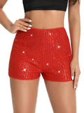 Multi-Color Fashion Beads Repair Hot Pants Sequins Black Mid-Rise Sexy Straight Women