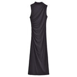 Spring Style Wrinkle Decorated Midi Dress 3152200-Outfit