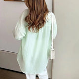 Fongt Striped Sunscreen Women's Spring And Summer 2025 New Thin Thin Chiffon Shirt Mid-Long Open Shirt