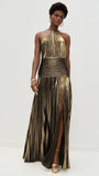 Fongt Women's Metallic Metallic Folding Fork With Hanging Neck Dress Sleeveless Back 8155