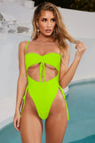 Mermaid One Piece Swimsuit Sexy High Cut Neon Yellow Swimwear Women Bathing Suits Backless Leopard Monokini