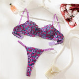 Purple Floral Lingerie Set-Outfit
