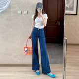 Fongt High-Waisted Elastic Micro-Horn Jeans Women Autumn And Winter French Retro No-Legs Horseshoe Horn Pants Spring And Summer