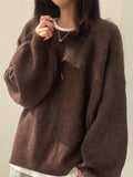Oversized Split Hem Pullover Sweater-Outfit