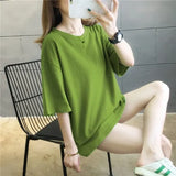 Summer Women T Shirt harajuku solid T-shirts students korean Casual loose Short Sleeve pink white Tops 90s Female Tee