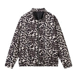 Fongt Women's Explosive Leopard Print Zipper Long-Sleeved Cotton Jacket Jacket