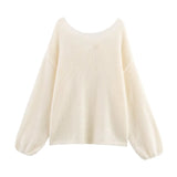 Fongt Homemade New Women's Classic Oceanic Back Buttered Knitted Shirt