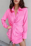 Long Sleeve V-Neck Turn Down Collor New
