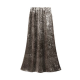 Fongt Velvet Dress Women Autumn And Winter New Korean Version Of High-Waist A Skirt In The Long-Term Slim Stumbling Skirt 0517
