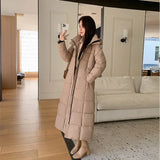Hthick Long Standing Collar Down Cotton Padded Jacket Female 2024 Autumn Winter New Loose Korean Version Show Thin All-Match Coat-Outfit