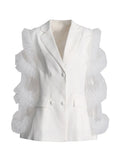 Famous Wind Design Suit Suit 2025 New Splicing Mesh Yarn Side Long-Sleeved Suit Coat