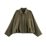 Fongt And Autumn New Women's Velvet Texture Collar Pilot Long Sleeve Short Jacket Jacket