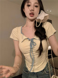 Fongt Desire Wind Hot Girl Short Sleeved T Shirt Female Minority Short Design Feeling Tight Show Thin Coat