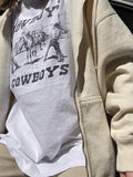 Cowboy Letter Print Tee-Outfit