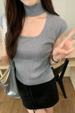 Sense Hanging Neck Shoulder Sleeveless Knitted Shirt Spring New Slim High Waist Short Vest Bottomed