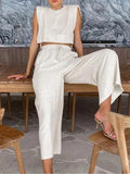 Lace Up Crop Top & Pants Two Piece